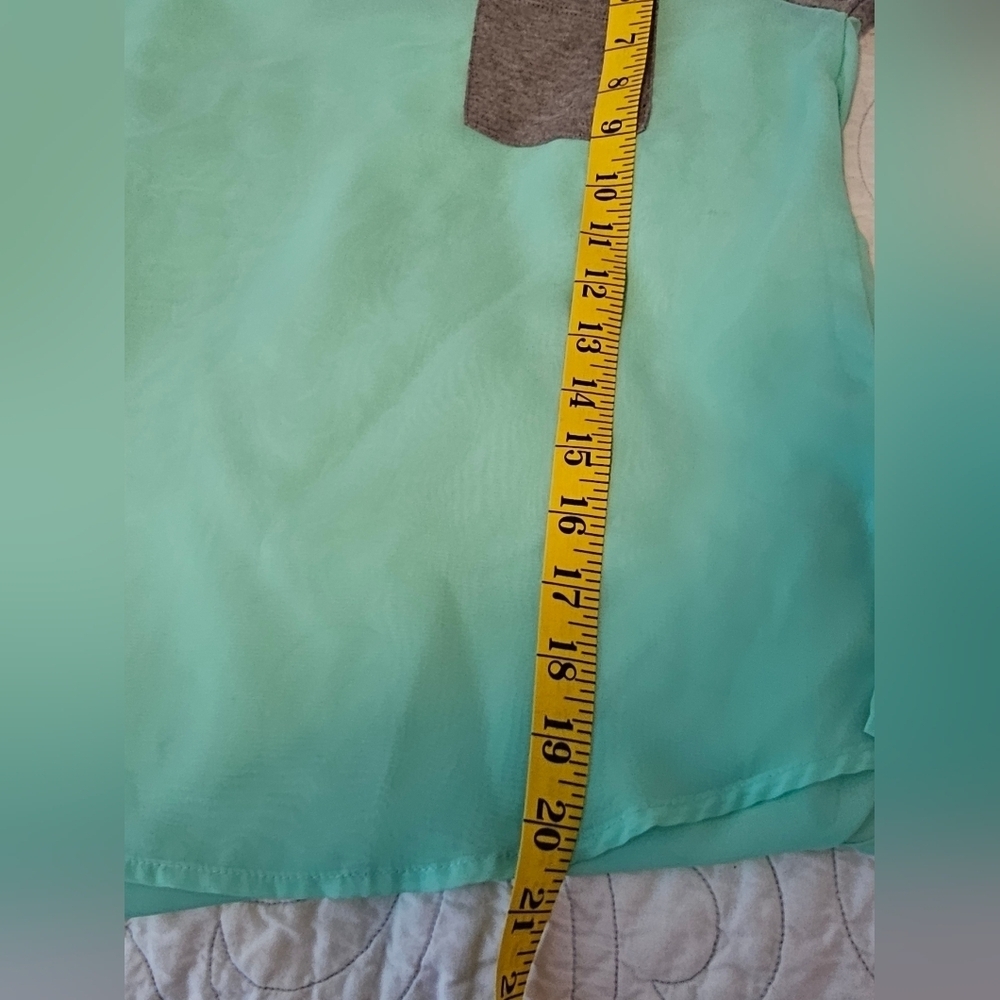 Heart N Crush Mint Sheer and Gray Long Sleeve Top Girls Large - Picture 5 of 5
